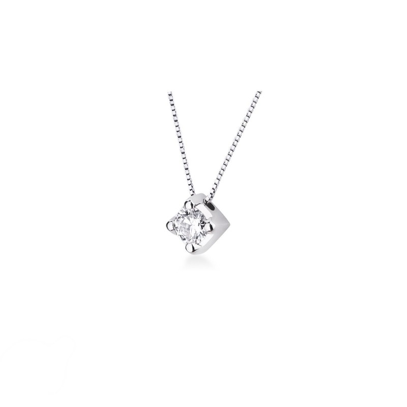 Collier en or blanc 18k avec diamant taille brillant 0,30 ct