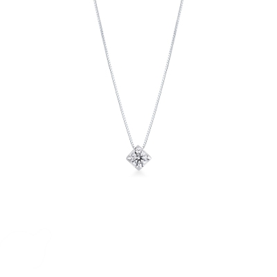 Collier pendentif solitaire or blanc 18k avec diamant 0.50 ct