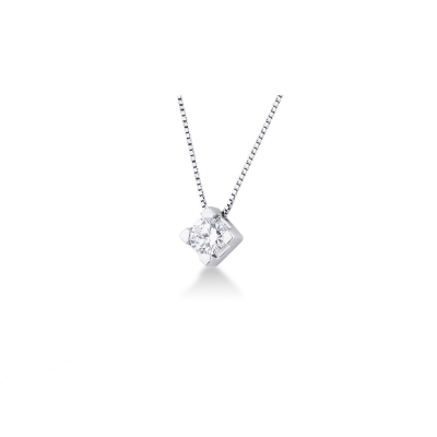 Collier or blanc 18k avec brillant 0,70 ct