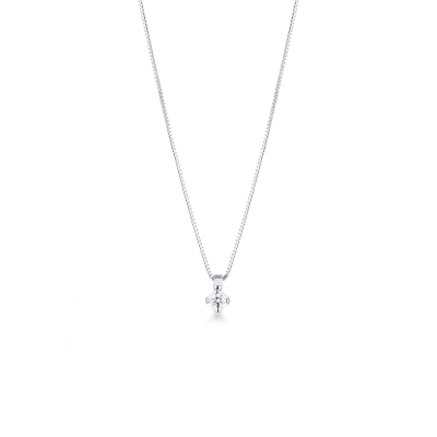 Collier or blanc 18K avec diamant brillant