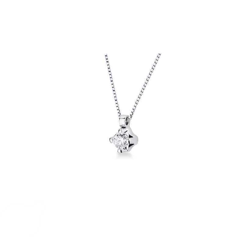 Pendentif solitaire diamant 0.10 ct or blanc 750