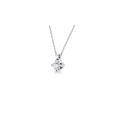 Pendentif solitaire diamant 0.10 ct or blanc 750