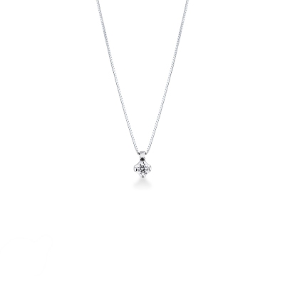 Pendentif solitaire diamant 0.10 ct or blanc 750
