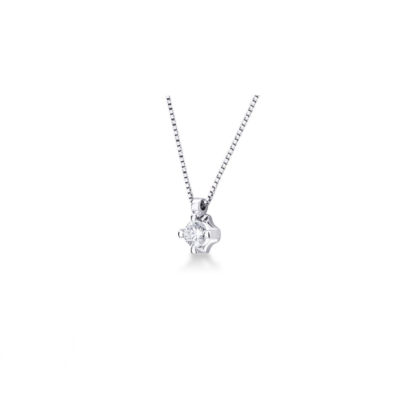 Collier point de lumière or blanc 18k diamant