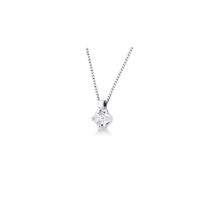 Collier en or blanc 18k avec brillant 0,20 ct