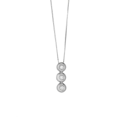 Collier en or blanc 18k pendentif trilogy en diamants ct 0,15