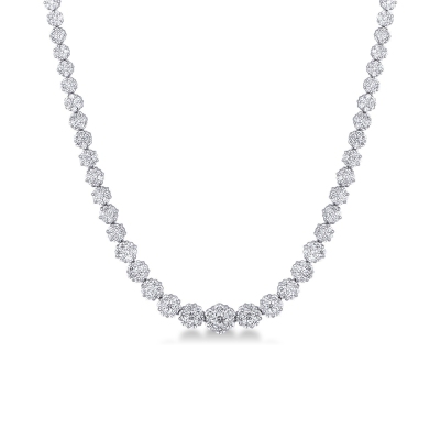 Collier illusion échelonné or blanc 18 carats avec diamants 
