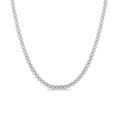 Collier illusion en or blanc 18k avec rivière de diamants