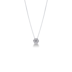 Collier en or blanc 18k avec fleur diamants