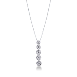 Collier avec cinq pendentif ilusion  en or blanc 18k et diamants