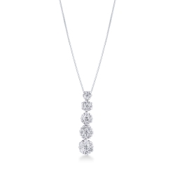 Collier en or blanc 18 carats avec un pendentif à 5 fleurs