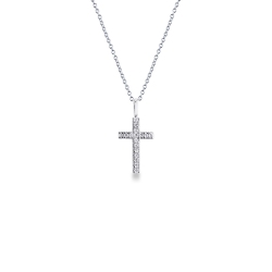 Collier en or blanc 18k avec pendentif en forme de croix en diamants