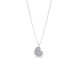 Collier cœur diamants et or blanc 18k