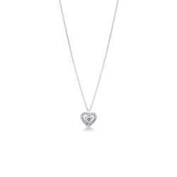 Collier en or blanc 18 carats avec pendentif en forme de cœur en diamants