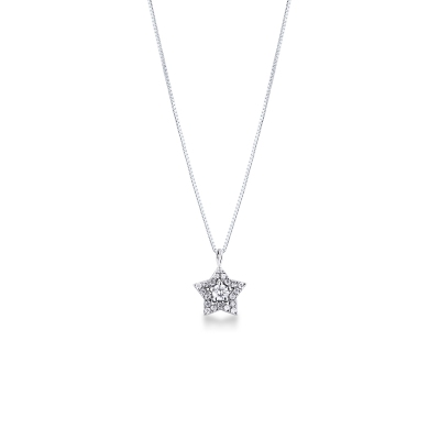 Collier or blanc 18k étoile diamants