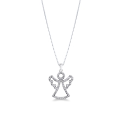 Collier en or blanc 18 carats avec pendentif ange en diamants