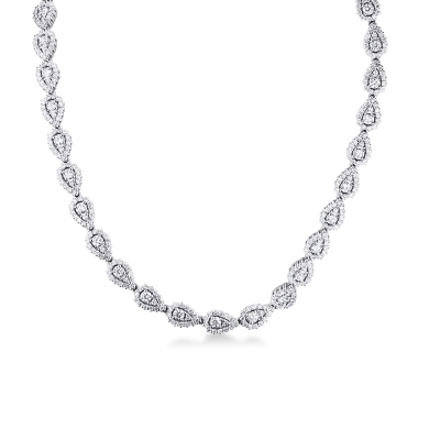 Collier design pour femme en or blanc 18 carats et diamants