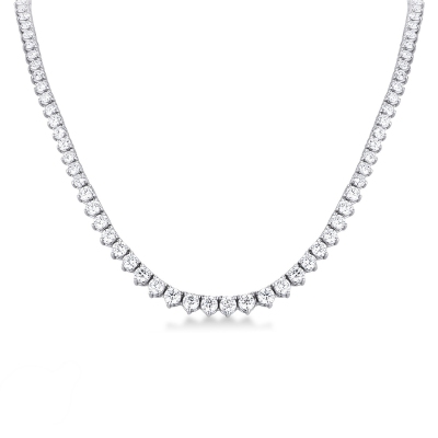 Collier tennis dégradé en or blanc 18 carats avec diamants