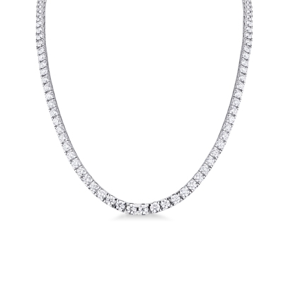 Collier tennis dégradé en or blanc 18k avec diamants 18,12 ct