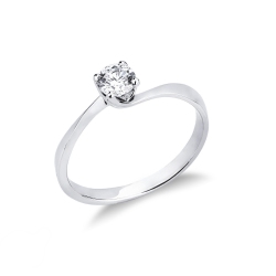 Bague solitaire brillante 0,30 ct or blanc 18k