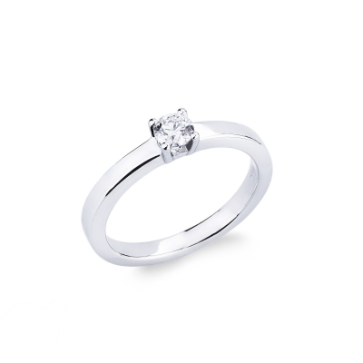 Bague solitaire en or blanc 18k avec diamant brillant ct. 0,25