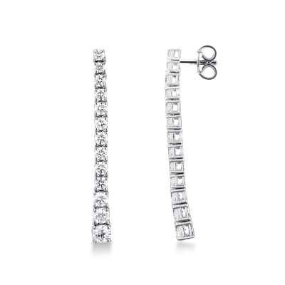 Boucles d’oreilles tennis en or blanc 18k à design dégradé 1,55 ct