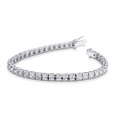 Bracelet diamants rivière tennis or blanc 18k 