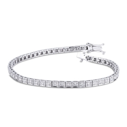 Bracelet tennis diamants or blanc 18k
