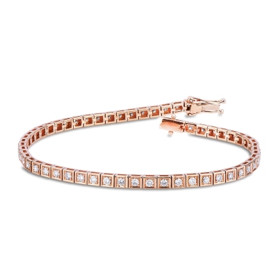 Bracelet Tennis en or rose 18 carats avec des diamants