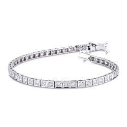 Bracelet tennis homme femme diamants or blanc 18k