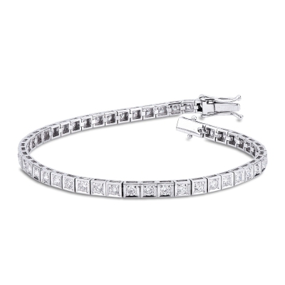 Bracelet tennis homme femme diamants or blanc 18k 