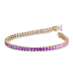 Bracelet Rivière en or jaune 18 carats avec saphirs roses