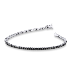 Bracelet Tennis en or blanc 18k avec des diamants noirs