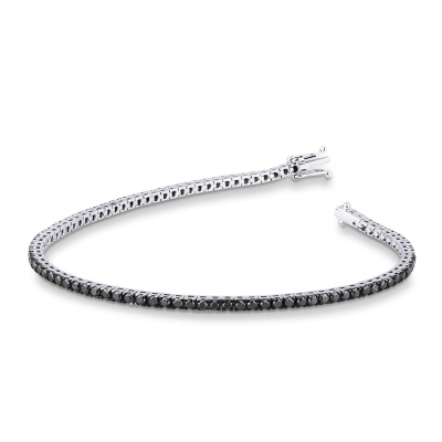Bracelet Tennis en or blanc 18k avec des diamants noirs 
