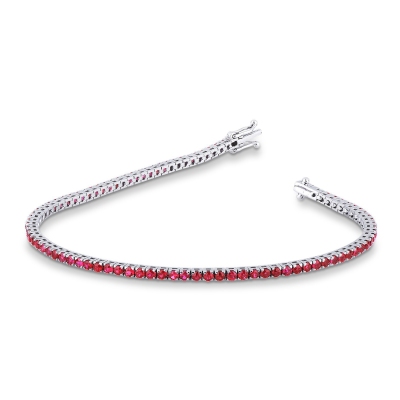 Bracelet Tennis en Or Blanc 18k avec Rubis