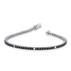 Bracelet Tennis avec Diamants Noirs et Blancs en Or Blanc