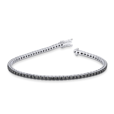 Bracelet en Or Blanc 18k avec Diamants Noirs 3,05 ct