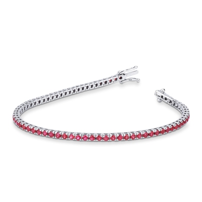 Bracelet Tennis en or blanc 18k serti de rubis taille brillant