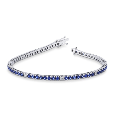 Bracelet en Or Blanc 750 Saphirs & Diamants