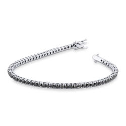Bracelet avec Diamants Noirs Tennis en Or Blanc 18k 