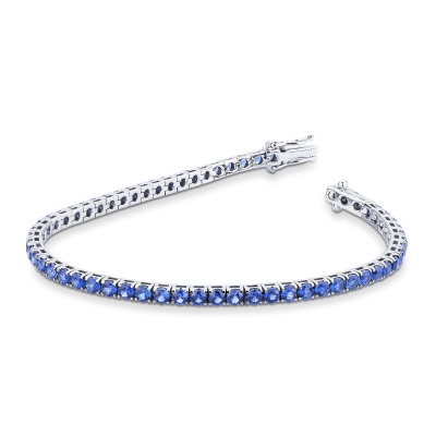 Bracelet  avec saphirs bleus Tennis en or blanc 750 