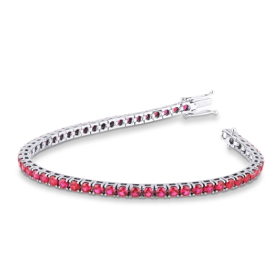 Bracelet Tennis Or Blanc 18k et Rubis