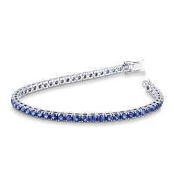 Bracelet Tennis en Or Blanc 18k avec Saphirs