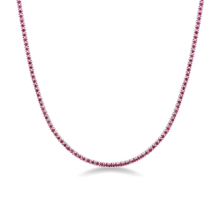 Collier tennis en or blanc 18 carats avec rubis