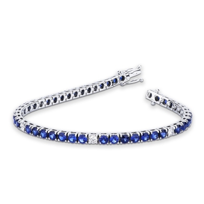 Bracelet Riviere Or Blanc 750 & Saphirs Bleus