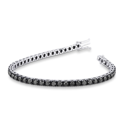 Bracelet tennis homme et femme en or blanc 750  diamants noirs