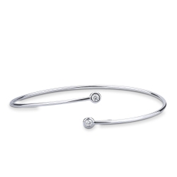 Bracelet à ressort en or blanc 18k avec 2 diamants