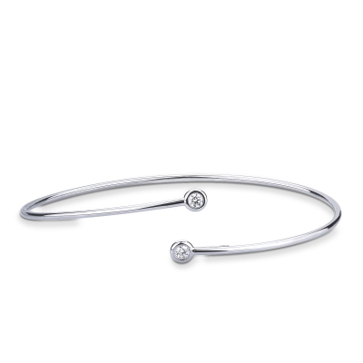 Bracelet à ressort en or blanc 18k avec 2 diamants