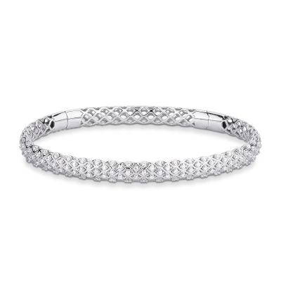 Bracelet rigide design en or blanc 18 carats avec diamants