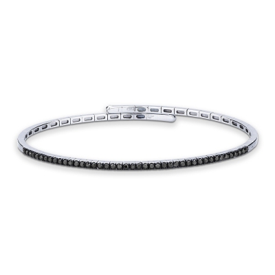 Bracelet semi rigide en or blanc 18k avec diamants noirs